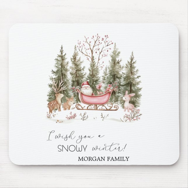 Tapis De Souris Père Noël,Traîneau,Forêt Cadeaux de Noël (Devant)