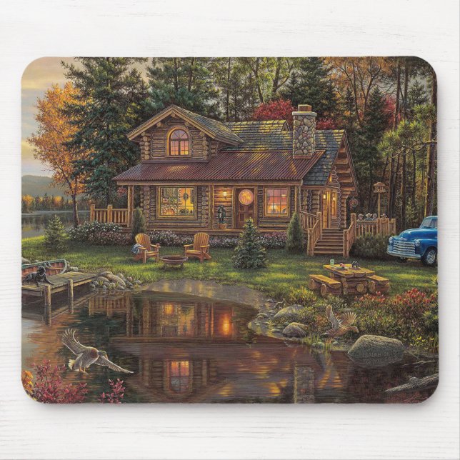 Tapis De Souris Perfect Log Cabine Getaway Art (Devant)