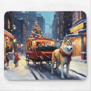 Tapis De Souris Période de fêtes d'Akita de Noël