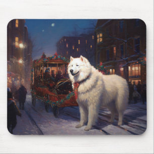 Tapis De Souris Période de fêtes de Noël Samoyède