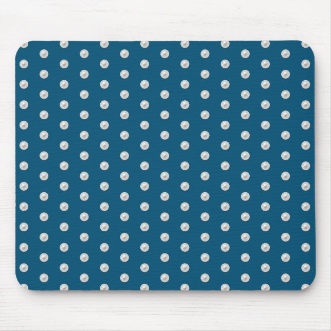 Tapis De Souris perles blanches sur bleu turquoise (Devant)