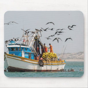 Tapis De Souris Pérou, Los Organos. Bateau de pêche à Los Organos