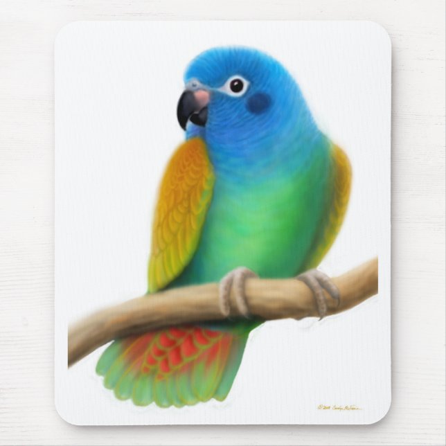 Tapis De Souris Perroquet dirigé bleu Mousepad de Pionus (Devant)