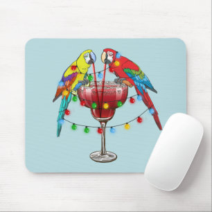 Tapis De Souris Perroquets Macaw colorés Boire du vin rouge