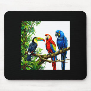 Tapis De Souris Perroquets oiseaux tropicaux hawaii fête sur la pl