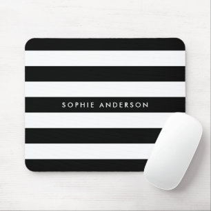 Tapis De Souris Personalized Black and White Stripes