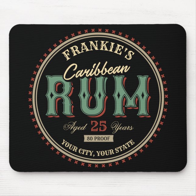 Tapis De Souris Personalized Caribbean Rum Liquor Bottle Label Bar (Devant)
