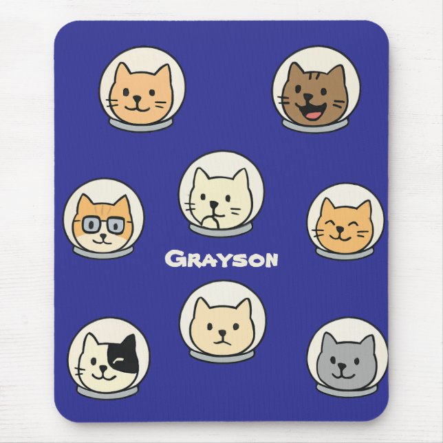 Tapis De Souris Personalized Catstronaut Mousepad With Name (Devant)