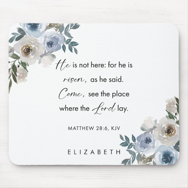 Tapis De Souris Personalized Easter Bible Verse Matthew 28:6 (Devant)