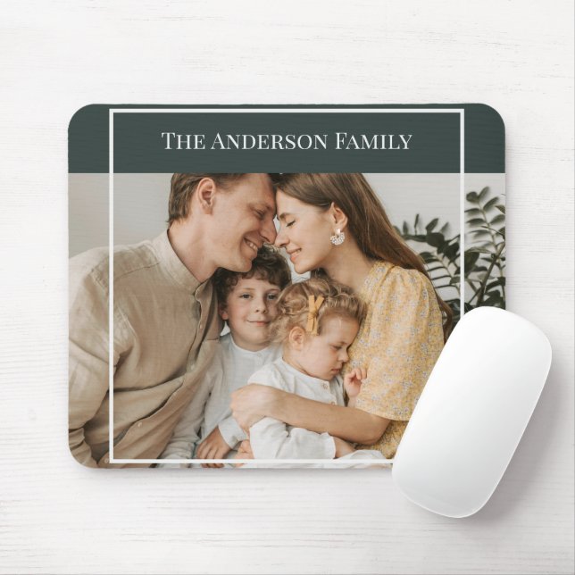 Tapis De Souris Personalized Family Photo | Custom Family Name  (Avec souris)