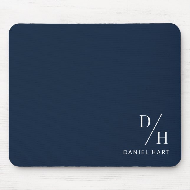 Tapis De Souris Personalized Minimalist Initial Name Navy Blue (Devant)