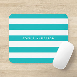Tapis De Souris Personalized Name Editable Color and White Stripes