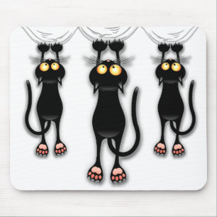 Tapis De Souris Personnage de chat drôle qui gratte le tissu