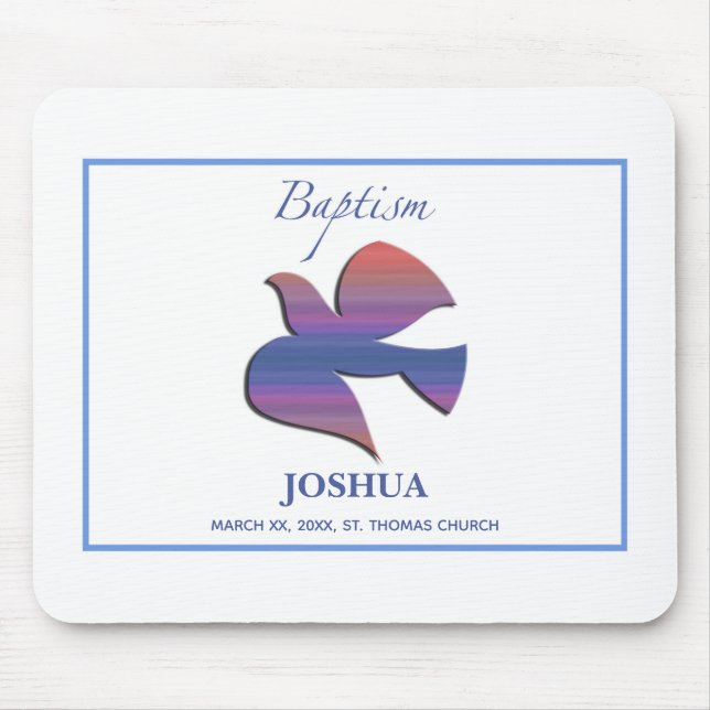 Tapis De Souris Personnalisable, Adulte Baptême Dove (Devant)