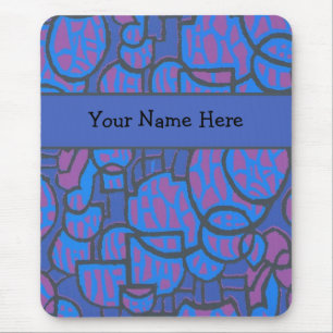 Tapis De Souris Personnalisable Bleu et Magenta Abstrait Mousepad