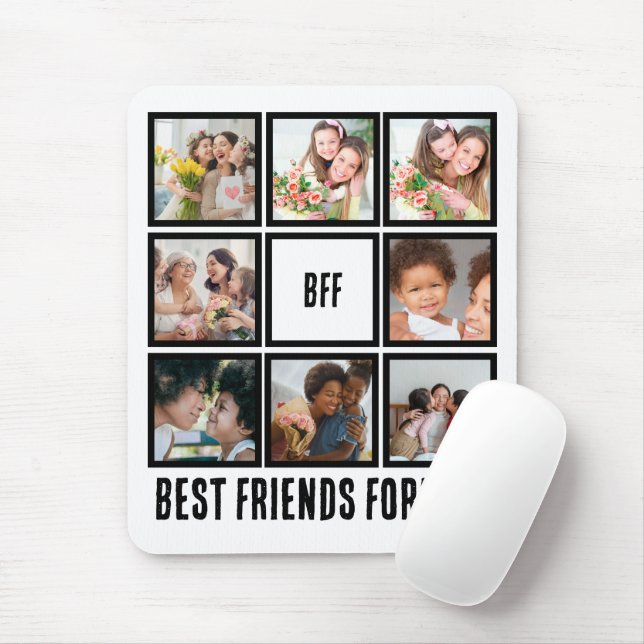 Tapis De Souris Personnalisé BFF Meilleurs amis Forever 8 Collage  (Avec souris)