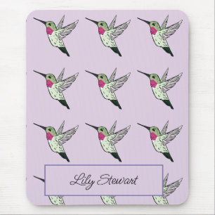 Tapis de souris personnalisé colibri lavande