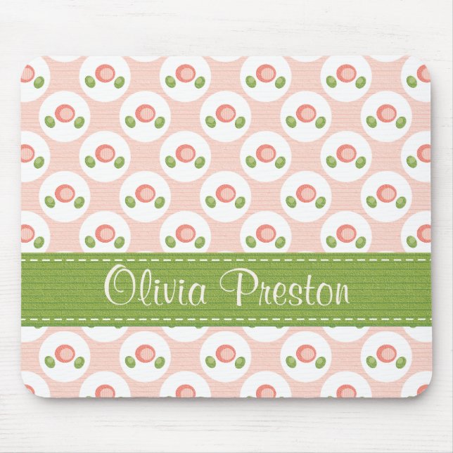 Tapis de souris personnalisé de Polkadot de rose (Devant)