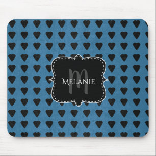 Tapis de souris personnalisé Grunge Hearts Bleu No