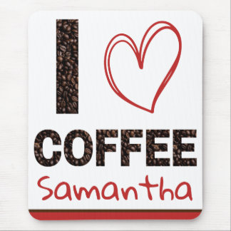 Tapis De Souris Personnalisé J'aime le café Nom personnalisé
