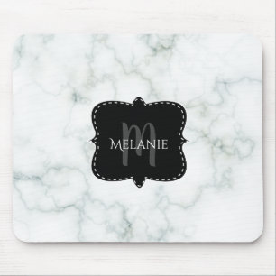 Tapis de souris personnalisé Marbre Monogramme Nom