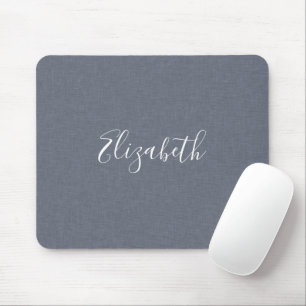 Tapis De Souris Personnalisé Moderne Elégant Linge Bleu Gris