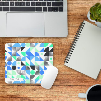 Tapis De Souris Personnalisé Moderne Monnaie Bleue Géométrique