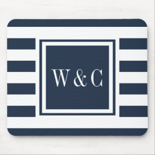 Tapis de souris personnalisé Monogramme Bleu Nuit