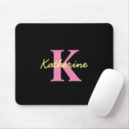 Tapis De Souris Personnalisé Monogramme Noir moderne