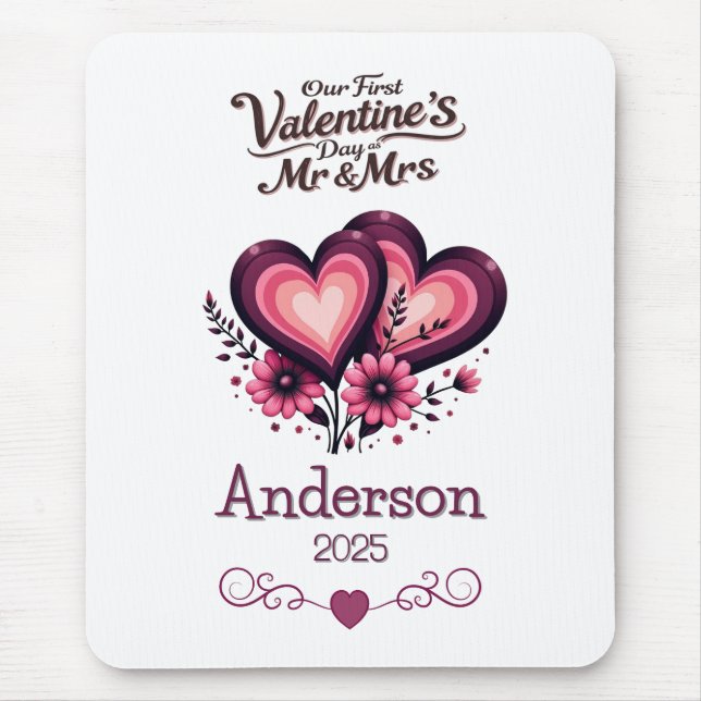 Tapis De Souris Personnalisé Notre première journée de Valentines  (Devant)