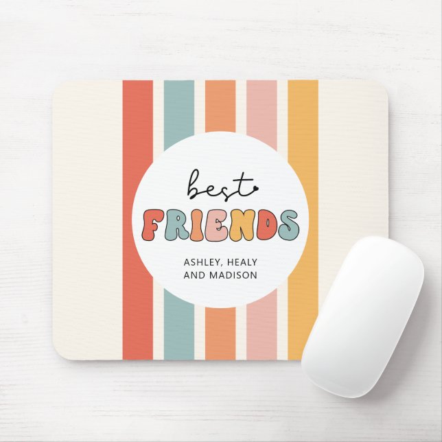 Tapis De Souris Personnalisé Retro Meilleurs Amis BFFs Mete Bestie (Avec souris)