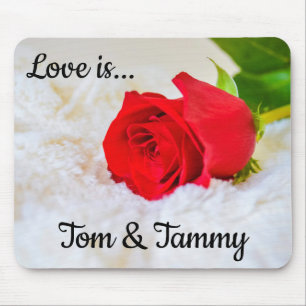 Tapis De Souris Personnalisé Rose rouge amour est Souris