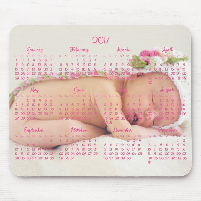 Tapis De Souris Personnalisé Souris Pad Rose Calendrier 2017 Photo (Devant)