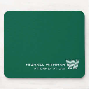 Tapis de souris personnalisé vert avec monogramme,