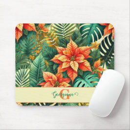 Tapis De Souris Personnalisé Vibrant Tropical Noël Poinsettia
