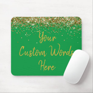 Tapis De Souris Personnalisée Gamer Vert & Or Son Cadeau Anniversa