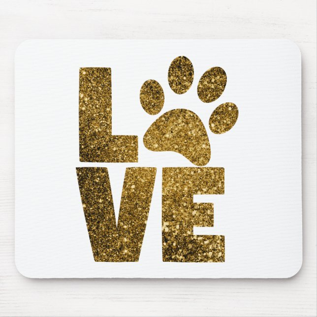 Tapis De Souris Personnaliser Golden Parties scintillant Love Text (Devant)