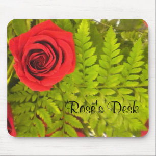 Tapis De Souris *Personnaliser* Rose rouge n Fern MousePad