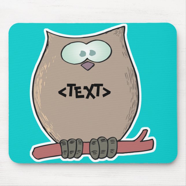 Tapis De Souris Personnaliser un hibou,<TEXT> (Devant)