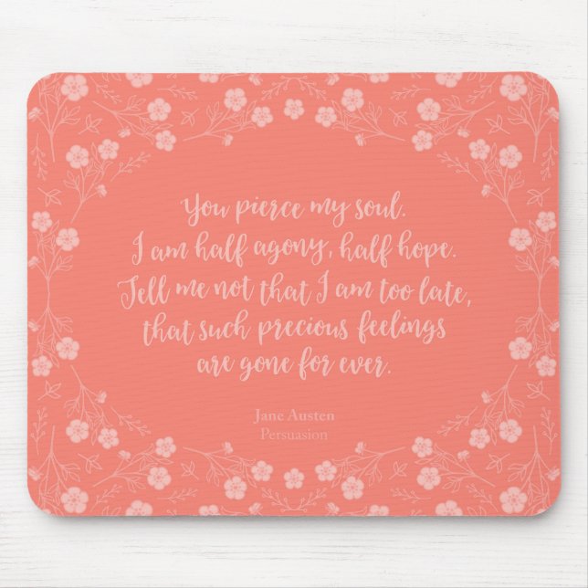 Tapis De Souris Persuasion florale Jane Austen de citation de (Devant)