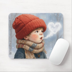 Tapis De Souris Petit garçon au souffle au cœur givré