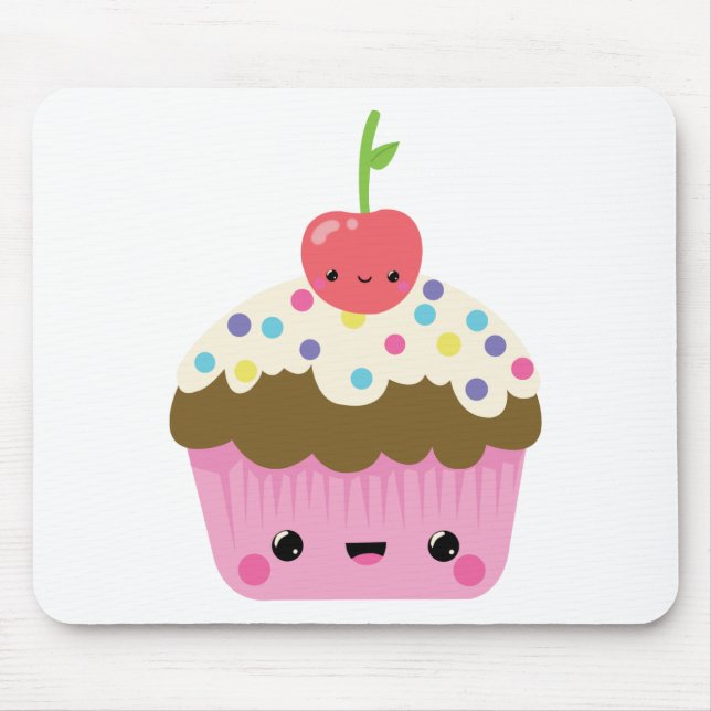 Tapis De Souris Petit gâteau de Kawaii avec la cerise sur le (Devant)