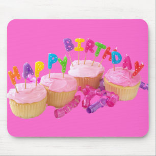 Tapis De Souris Petit gâteau et bougies de joyeux anniversaire