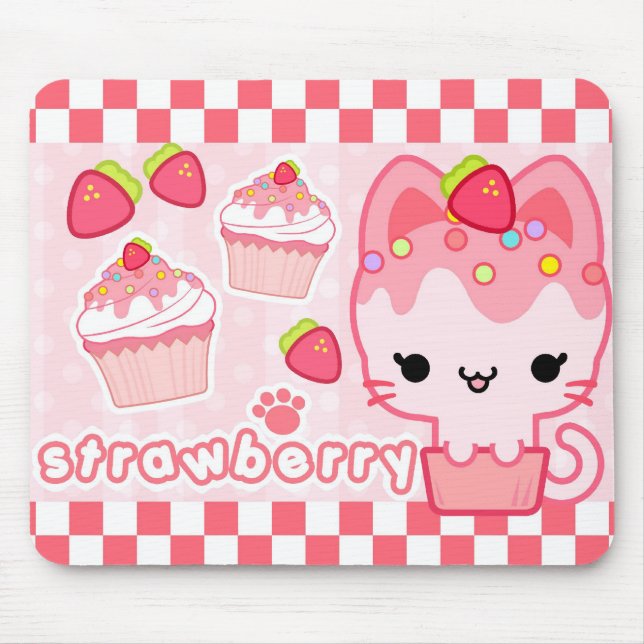 Tapis De Souris Petit gâteau Kitty Mousepad de fraise (Devant)