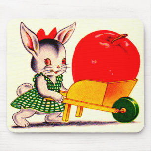 Tapis De Souris petit lapin poussant chariot avec grande grande po