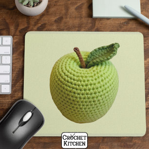 Tapis De Souris Petit Rétro Artisanat artisanal Vert Crochet Pomme