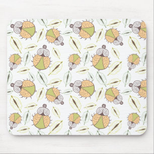 Tapis De Souris Petite coccinelle drôle et feuilles sans couture m