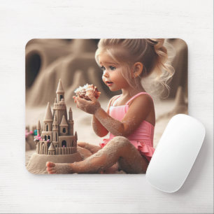 Tapis De Souris Petite fille Admirer un coquillage