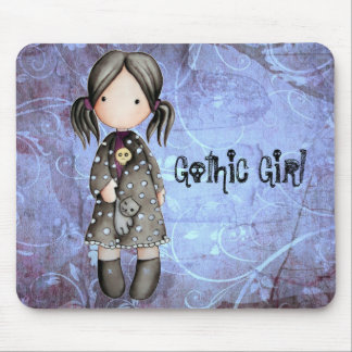 Tapis De Souris Petite fille gothique avec le crâne Mousepad