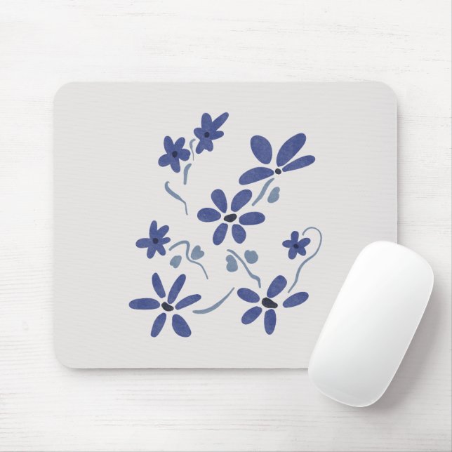 Tapis De Souris Petite Fleurs Romantiques Bleues (Avec souris)